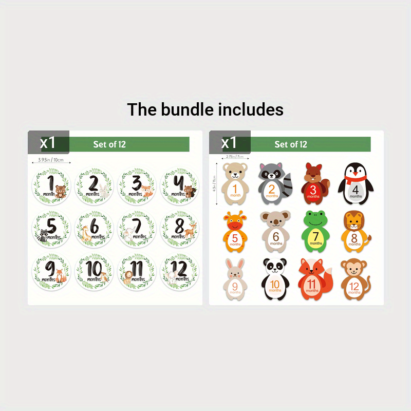 Set of 12 Milestone Stickers for Growth Photos Pregnancy Pregnancy Milestone Props