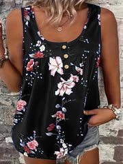 Plus Size Floral Print Tank Top Sleeveless Summer Casual Women