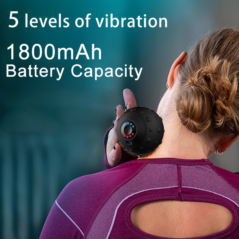 5 tezlikda yuqori intensiv vibratsiyaga ega qayta zaryadlanadigan massaj to'pi mushak va fitnes uchun, bo'yin umurtqasi, bel va oyoqni maqsad qiladi.