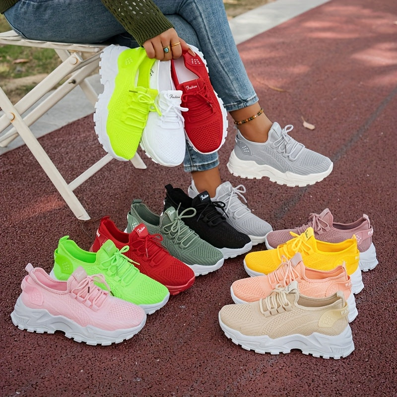 Women's Breathable Knit Sneakers Non-Slip Lightweght Casual Walking Shoes