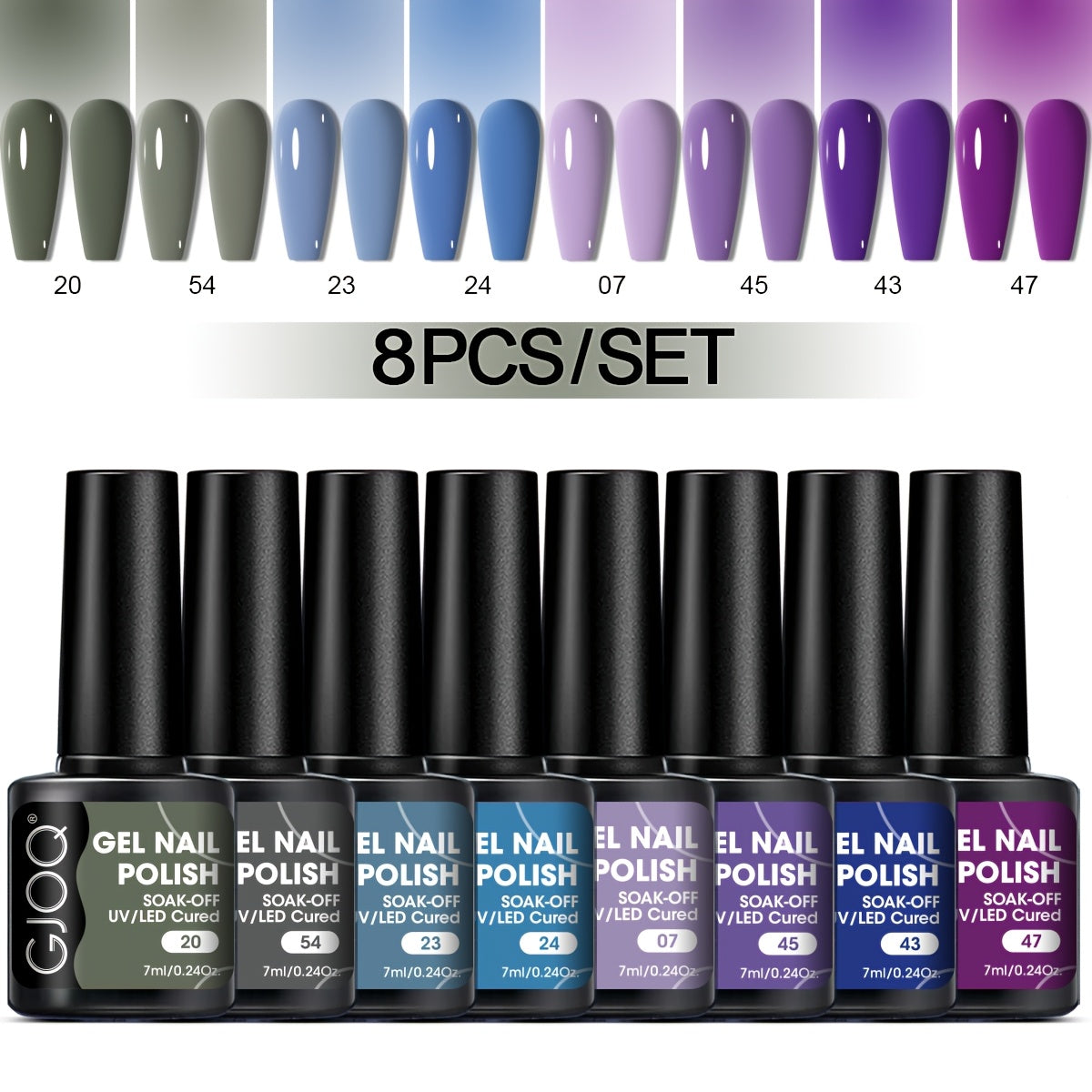 8-Piece Gel Nail Polish Set Long-Lasting UV LED Hypoallergenic Neutral Glitter