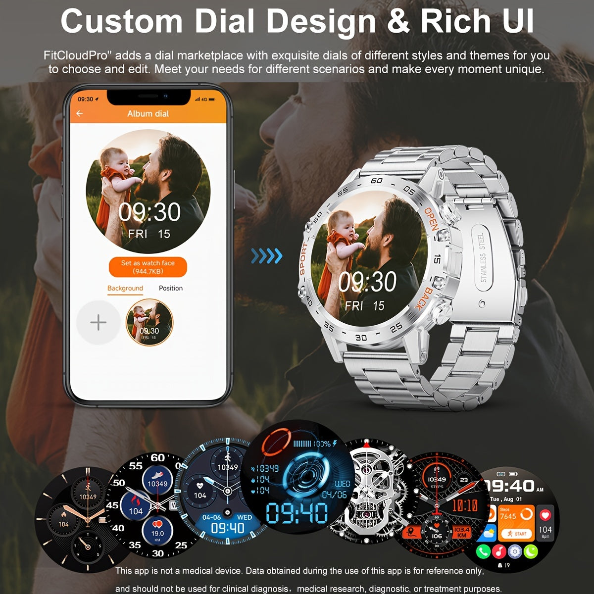 Smart Watch for Women and Men 3.53cm HD Display Sports Modes Fitness Tracker Compatible with Android and iOS