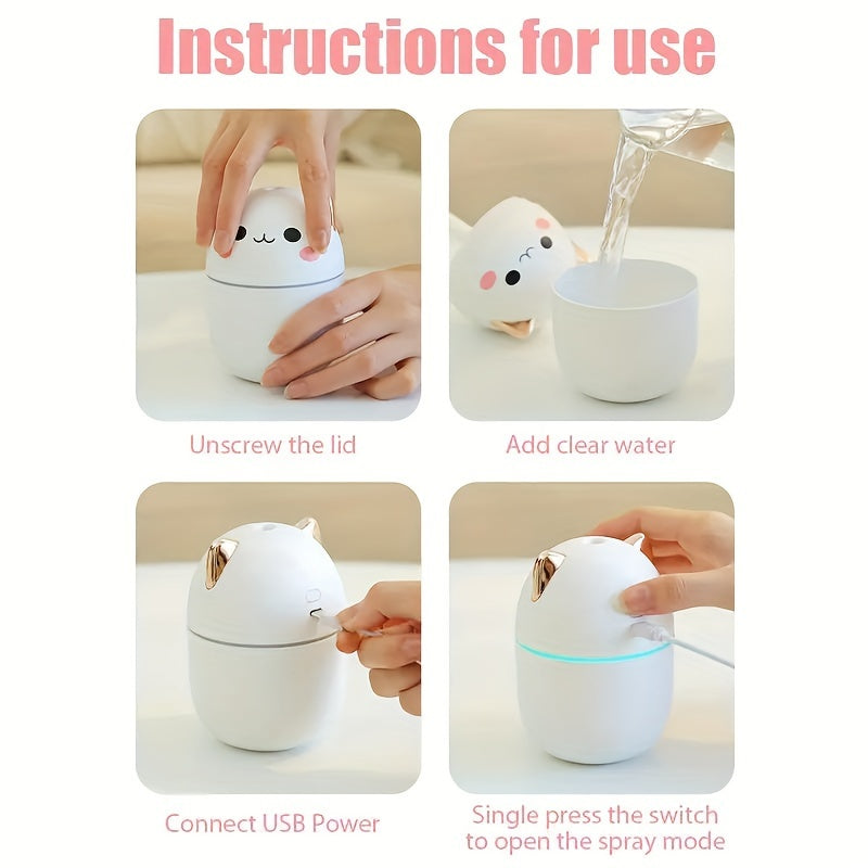 Pet-Shaped Mini Humidifier 8.45oz USB Aromatherapy Diffuser Portable Mist Spray