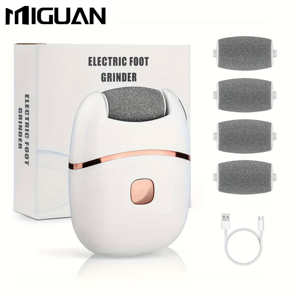 Electric Foot Grinder with USB Rechargeable Lithium Battery 2-Speed LED Lights Spare Heads