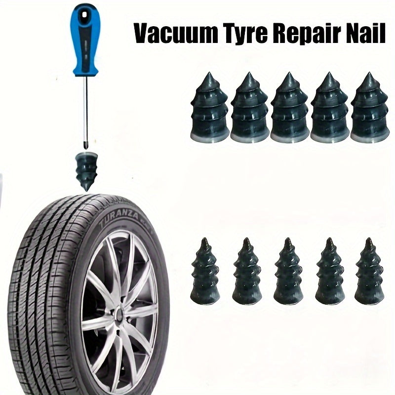 10Pcs Tubeless Tire Repair Kit Iron Nail Set for Cars Motorcycles Scooters