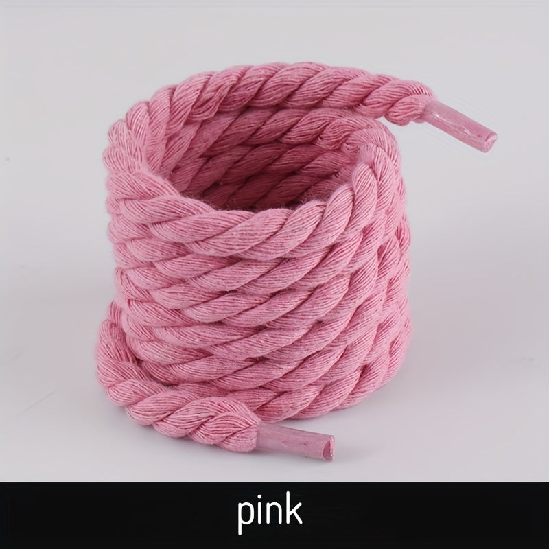 Unisex Braided 8mm Shoelaces 120cm Solid Color Casual Sports