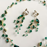 Green Vine-Inspired Crystal Hairbands for Women Hair Accessories