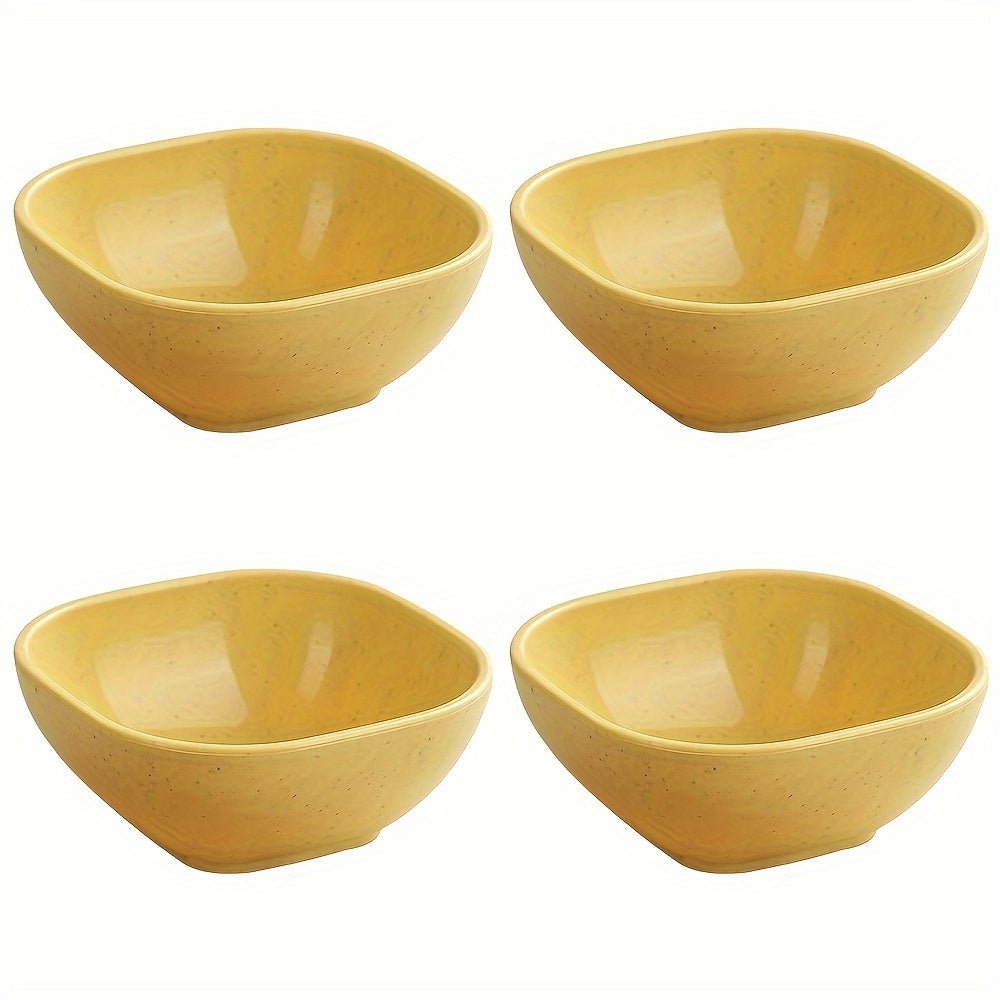 Set of 4 Colorful Wheat Straw Square Sauce Dishes for Jam Vinegar and Seasonings
