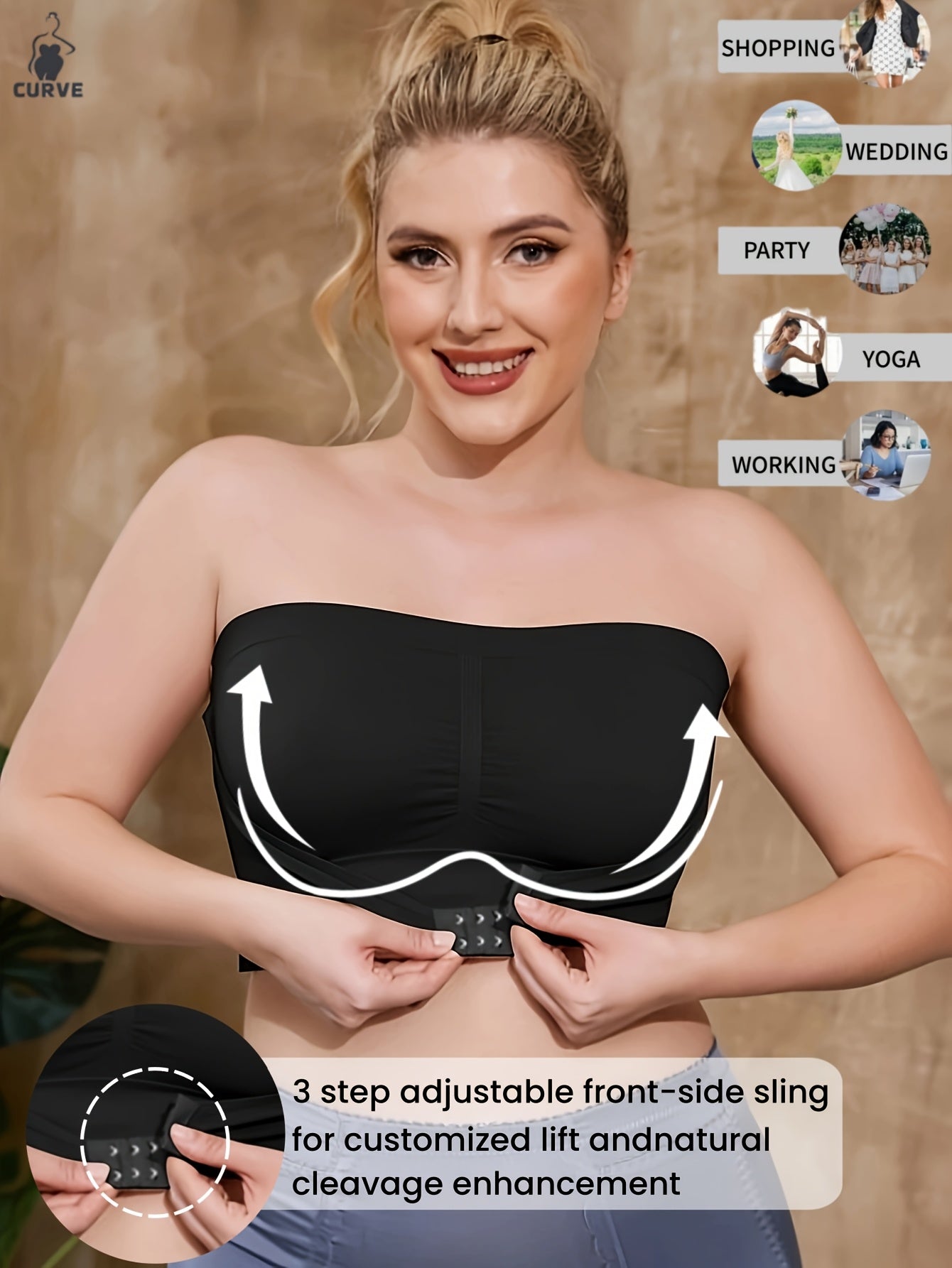 Women's Plus Size Seamless Strapless Bandeau Bra Breathable Quick-Dry Sports