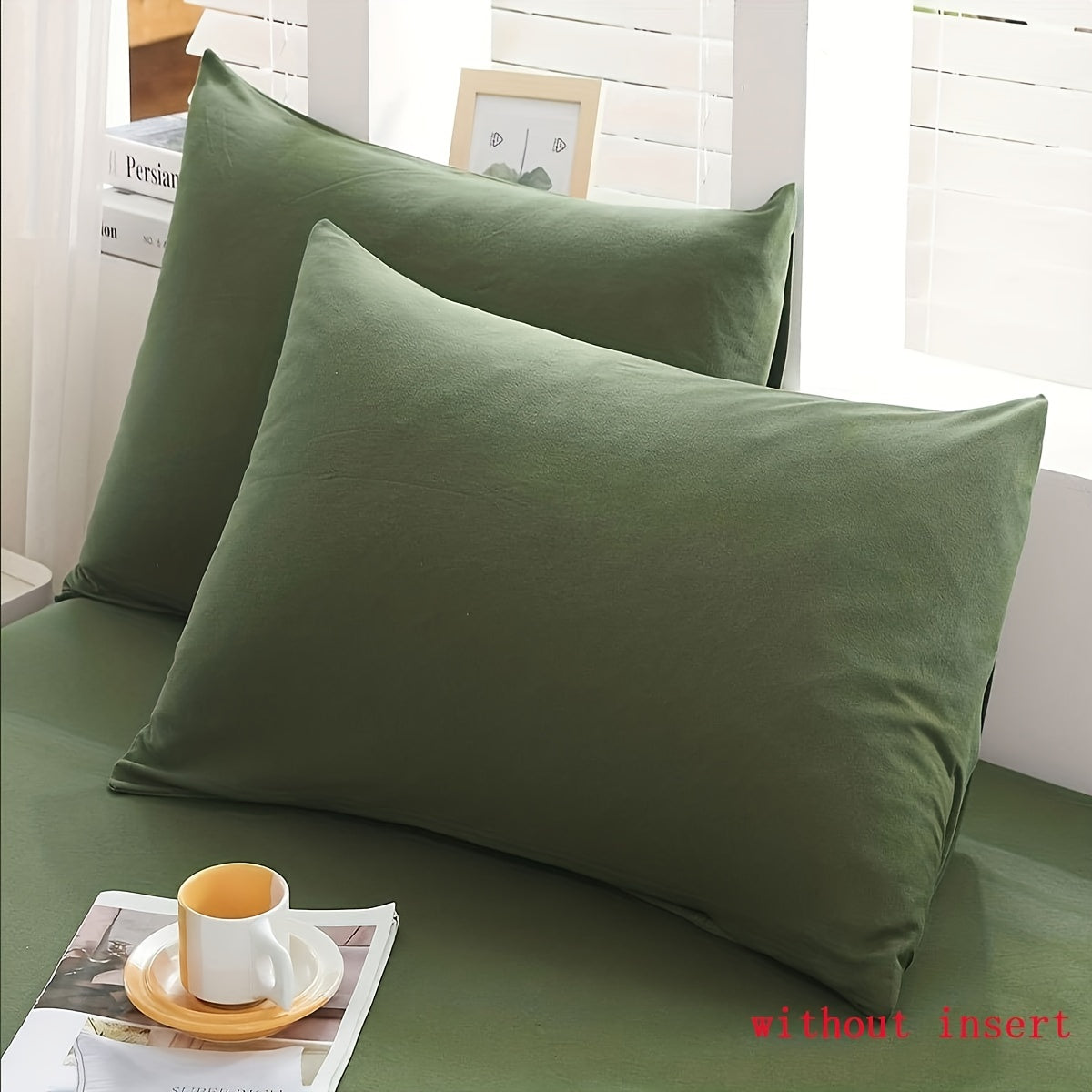 Army Green Pillowcases Soft Brushed Polyester Zipper Closure Durable Bedding