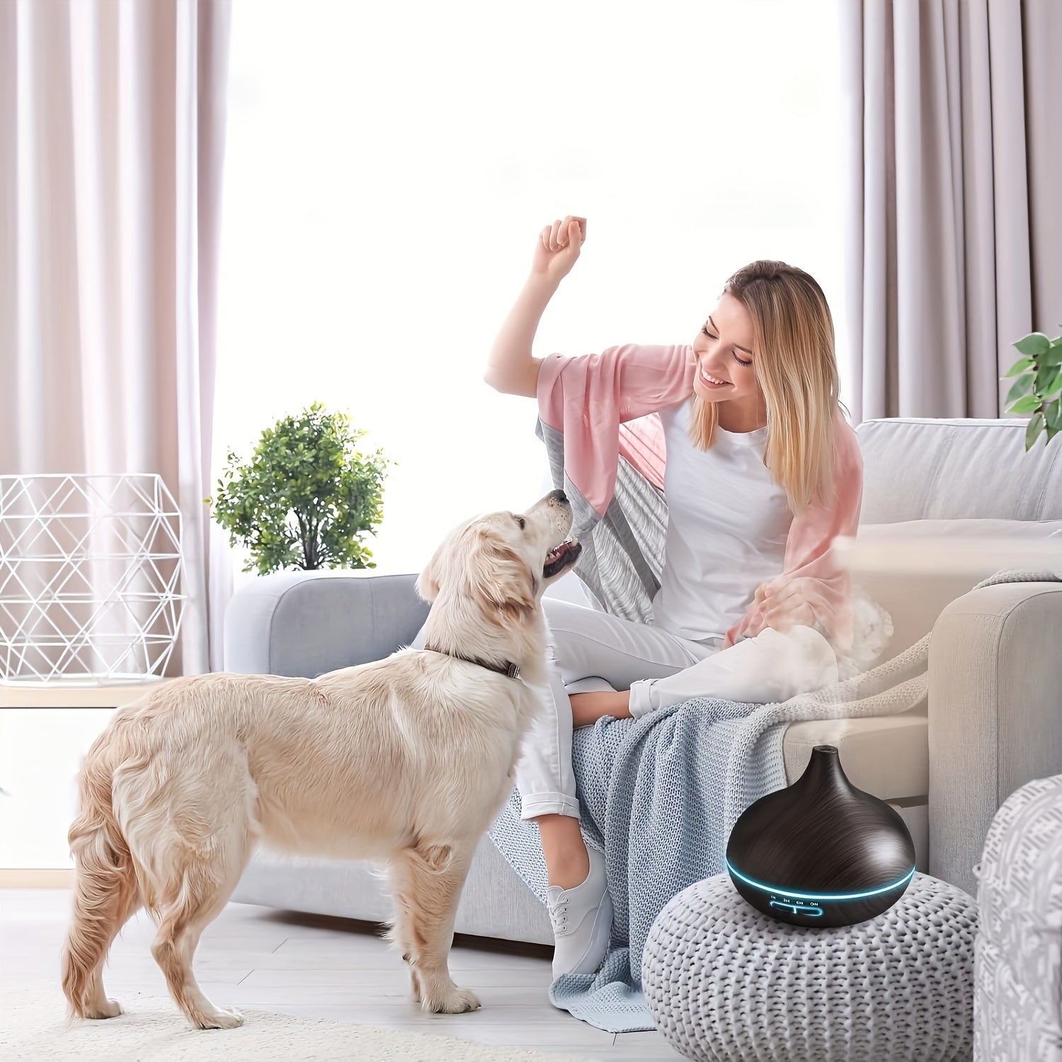 550ml Large Room Essential Oil Diffuser with Remote Control Timer and 7 Color Lights