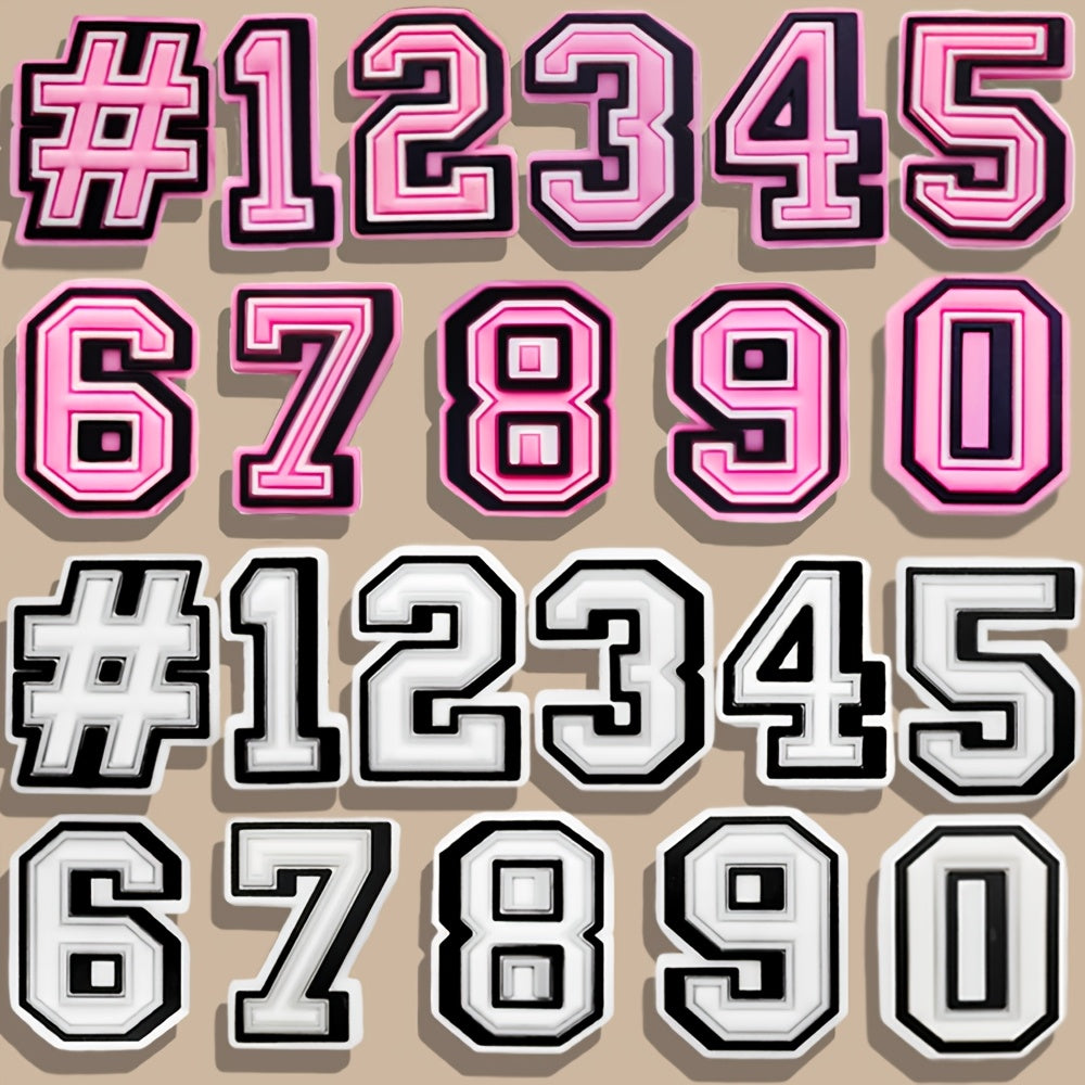 Kids Pink White Number Series Clog Accessories Decorative Numbers