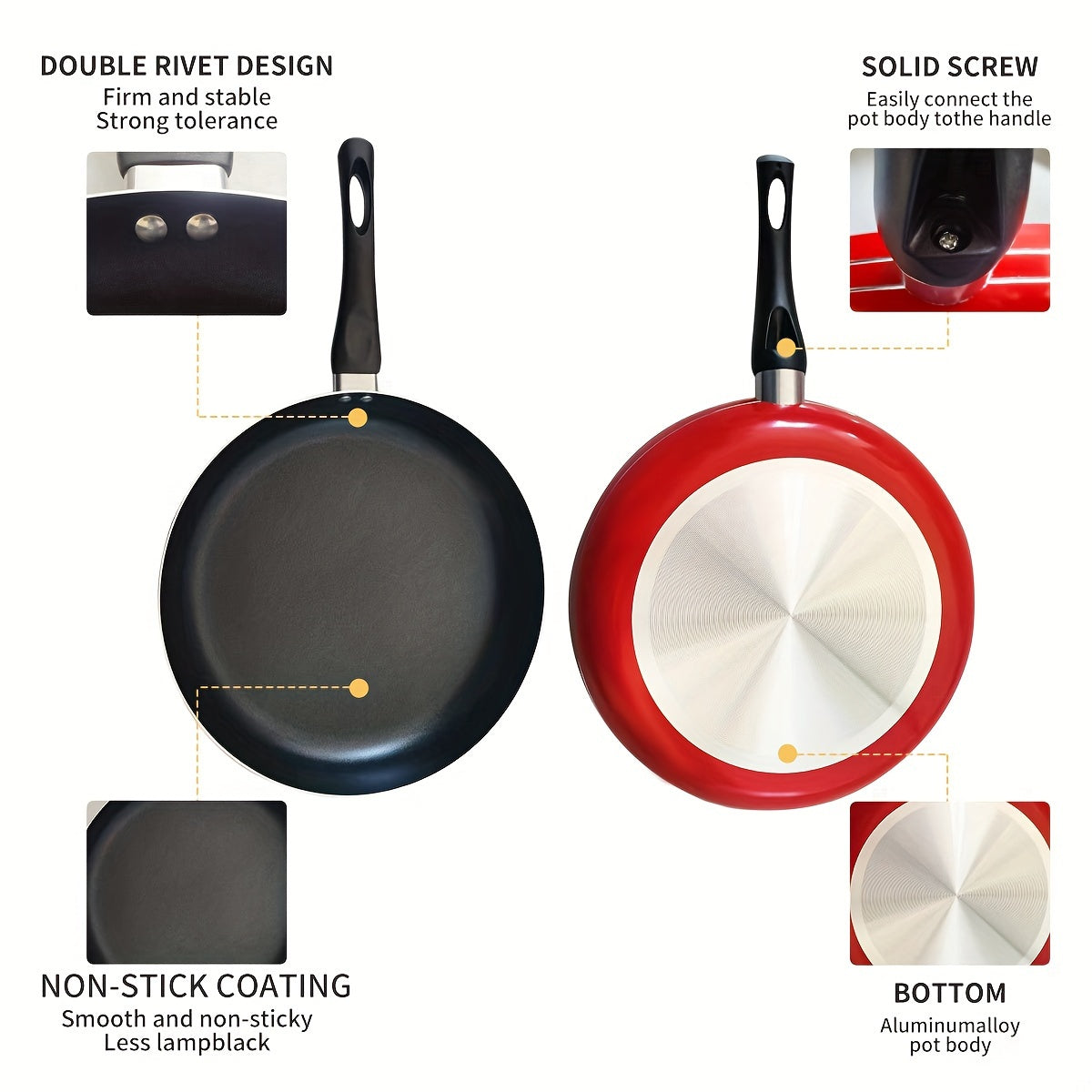 Red Aluminum Non-Stick Skillet 27.43cm for Omelets and Pancakes