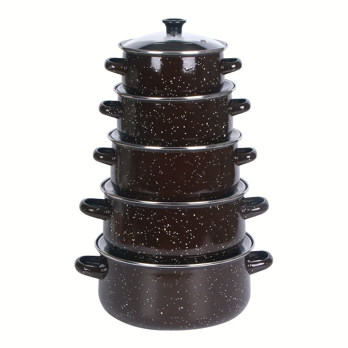 Yengil emalli qozonlar to'plami, 3 ta qism, yopishqoq bo'lmagan oshxona idishlari, sho'rva, qaynash, qovurish uchun