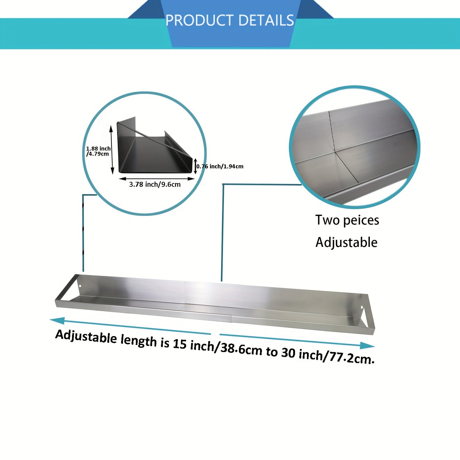 Magnetic Stainless Steel Spice Rack with Adjustable Shelf for Kitchen Organization