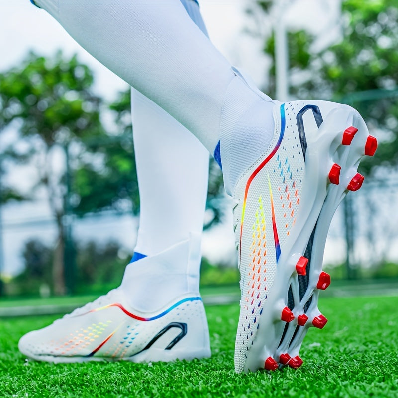 Men's High Top Turf Football Boots Lightweight Anti-Skid Soccer Cleats for Training and Competition
