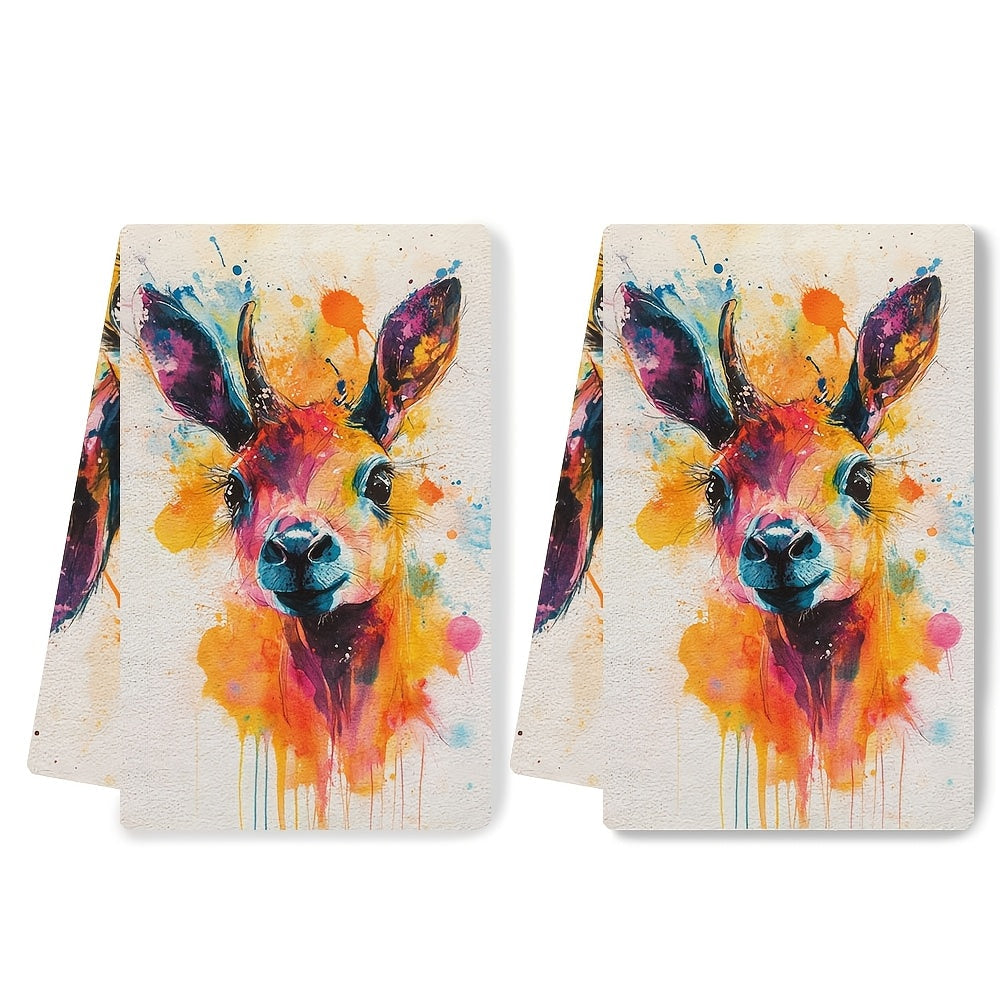 Set of 2 Vibrant Giraffe Kitchen Towels, Ultra Soft, Highly Absorbent, 16x24 Inches