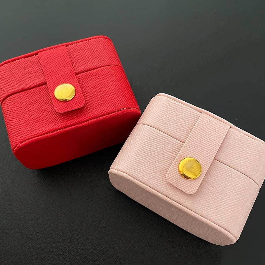 Мини-органайзер для путешествий из искусственной кожи для украшений с кейсом для колец, серег и гвоздиков