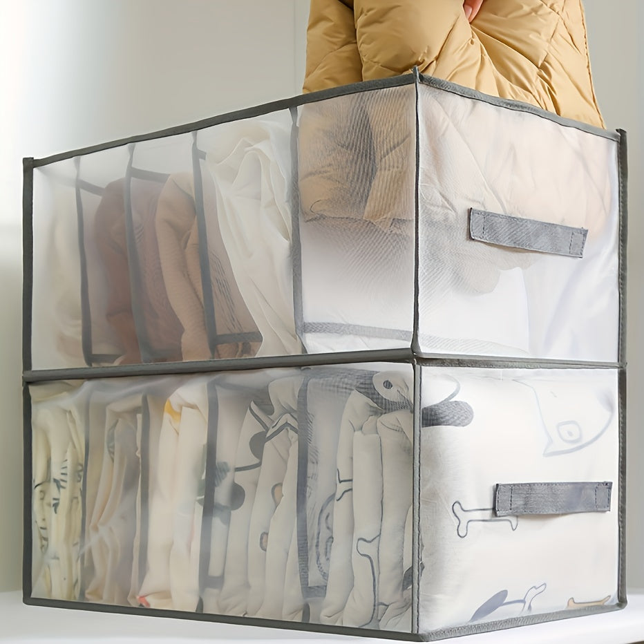 Foldable Mesh Clothes Storage Box with Lid for Closet Organization