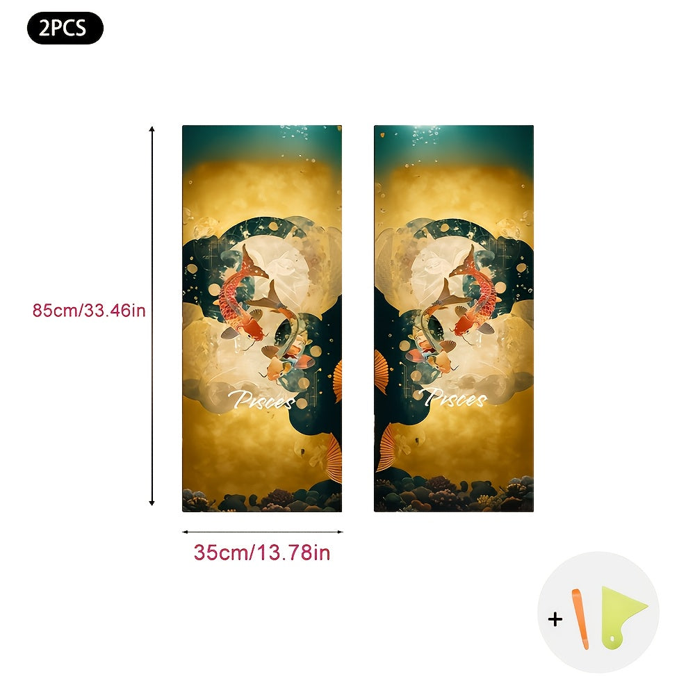 JDM ilhomlangan o'z-o'zidan yopishadigan avtomobil ichki dekorlari, tom va A ustunlari uchun zamonaviy tikuv va oltin folga aksentlari bilan multfilm dizaynlarida.