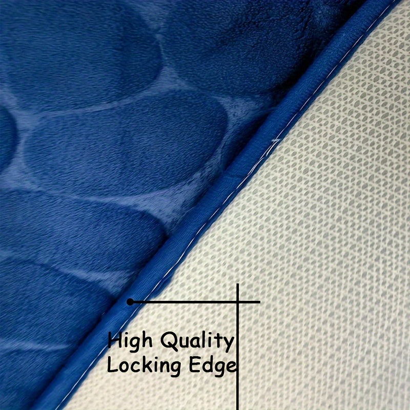 Set of 3 Coral Fleece Bath Mats Non-Slip Memory Foam Geometric Pattern Machine Washable Bathroom Decor