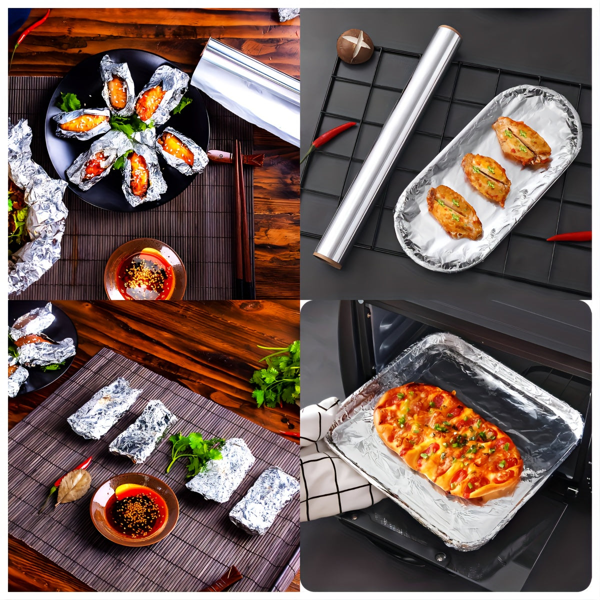 Aluminum Foil Roll for Baking Grilling and Cooking Non-Stick Food-Grade Kitchen Tin Foil