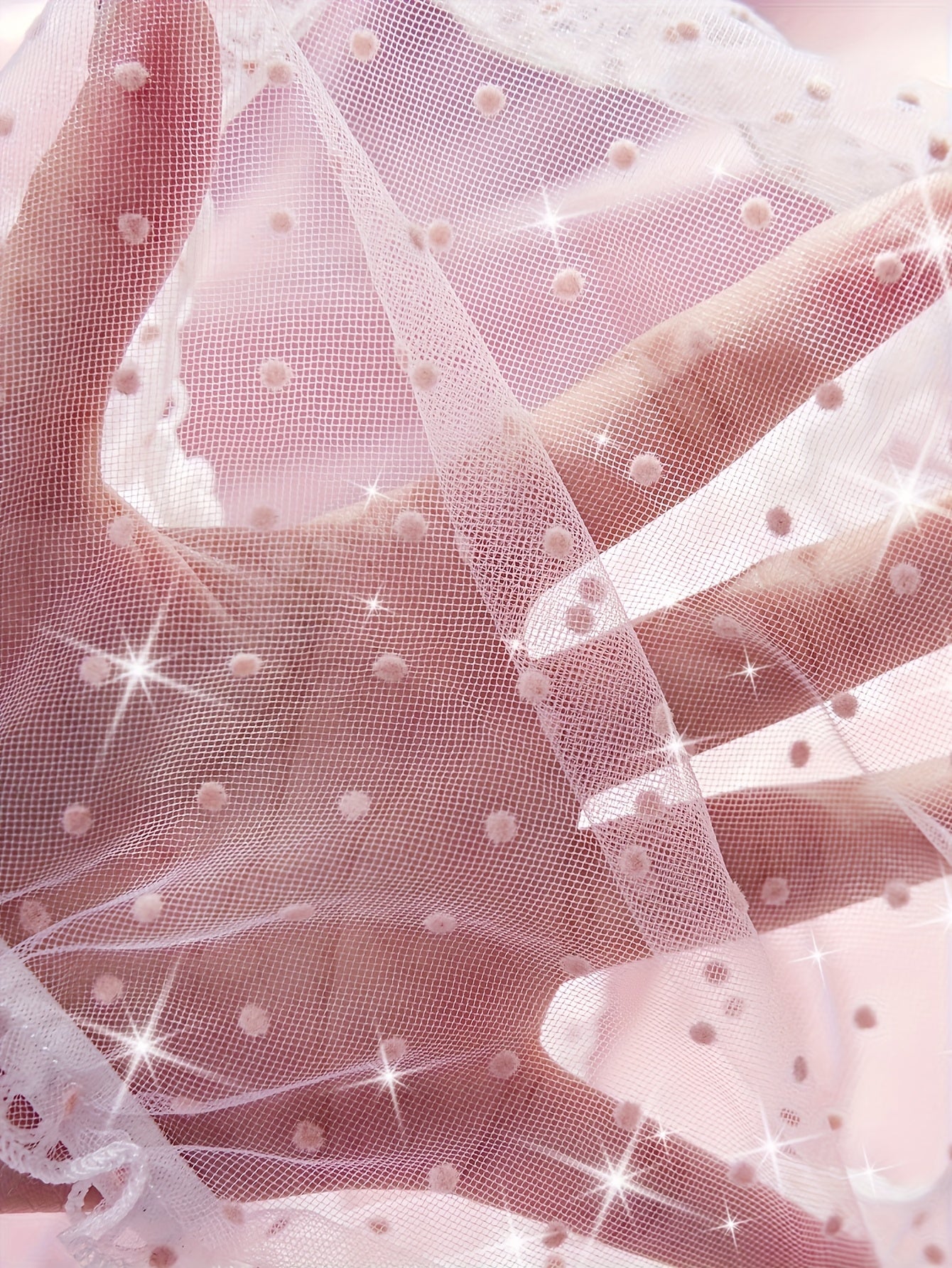 Women's Sheer Polka Dot Velvet Mesh Lingerie Set with Bow Panties