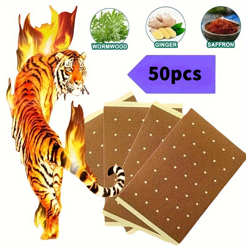 50 Chinese Herbal Heat Patches Long-Lasting Non-Electric Heating for Back Knees Neck Shoulders