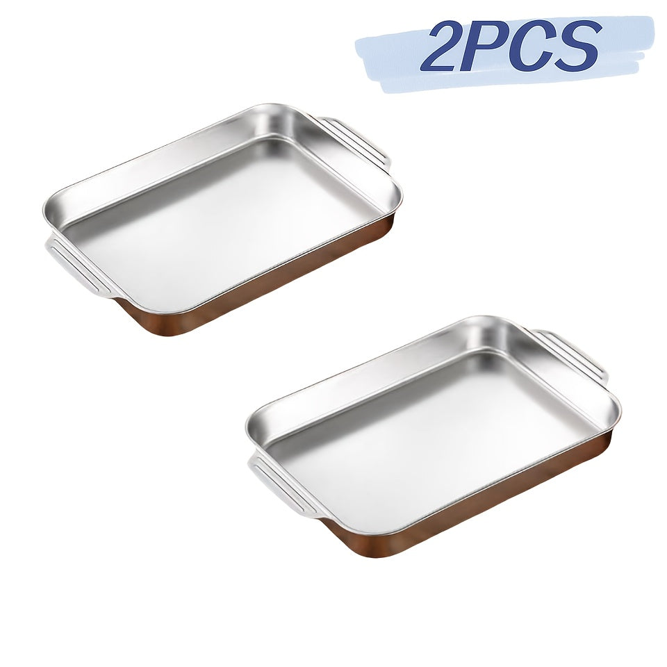 Oven va qovurish uchun qopqog'li 2/4 Katta hajmdagi yopishmaydigan zanglamaydigan po'latdan yasalgan pishirish panolari