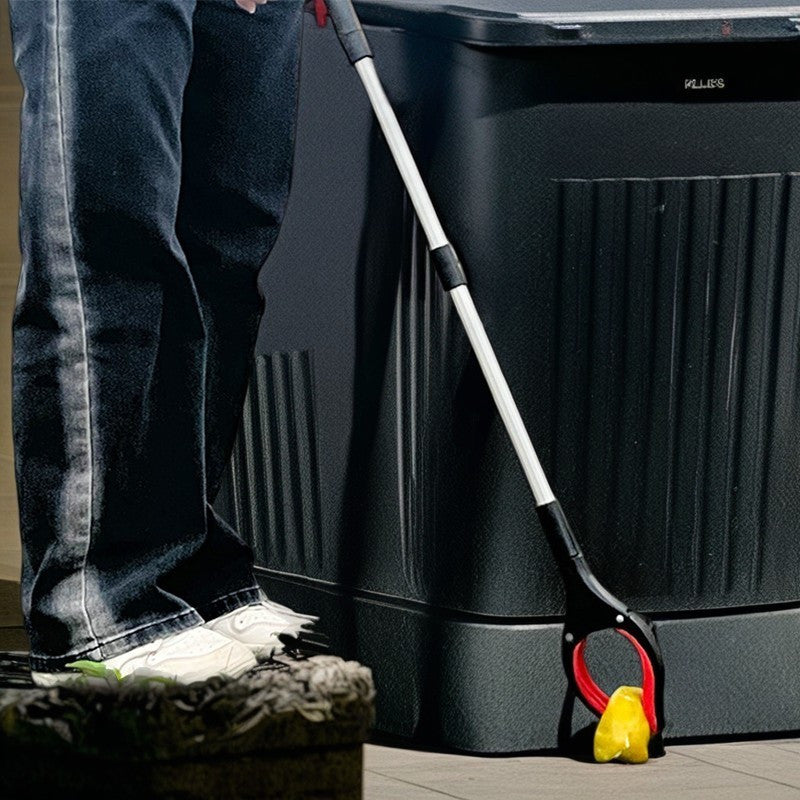 Decorative Aluminum Garbage Clamp with Patterned Design and Extended Handle