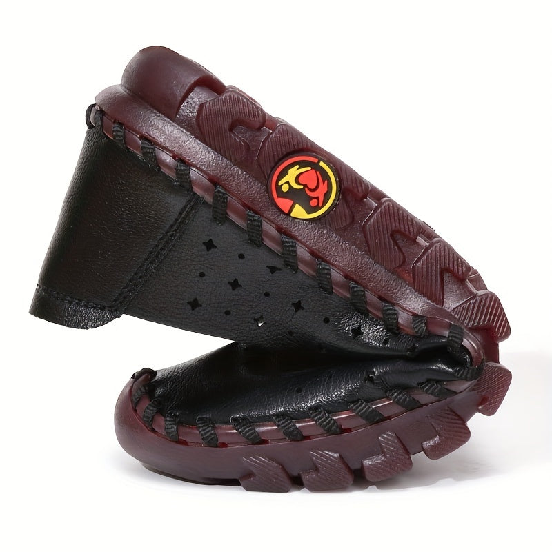 Women's Perforated Flat Shoes Solid Color Slip-On Breathable Loafers