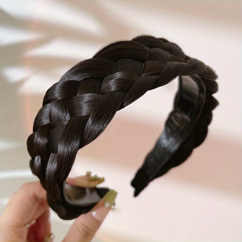 Fluffy Headband Hair Accessory with Braid Twist and 4cm Width for Women