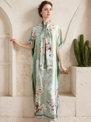 Plus Size Women's Maxi Dress Turkish Kaftan Floral Print Batwing Sleeve Casual Party Wedding