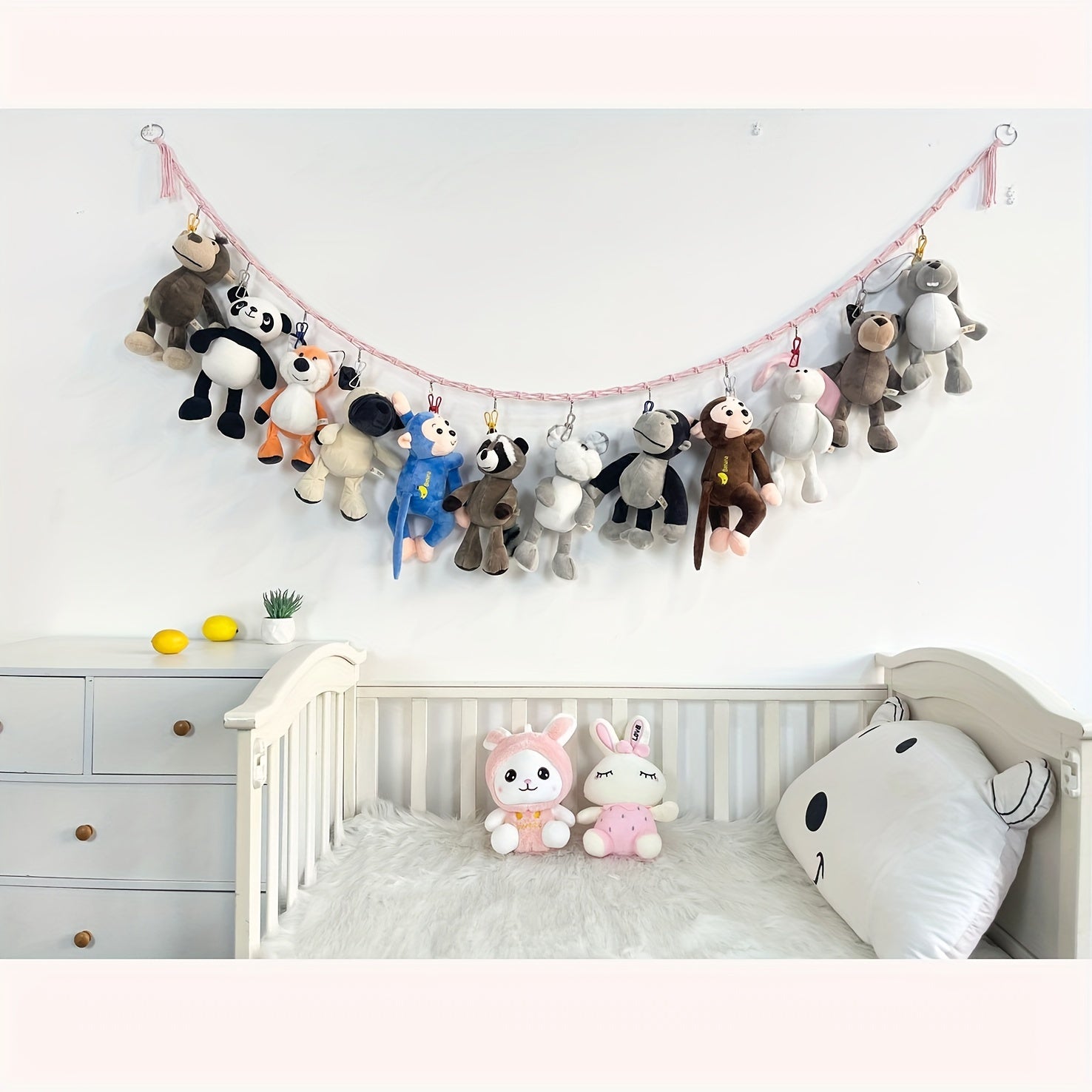 Red de almacenamiento colgante para muñecas tejidas, red de almacenamiento colgante para animales de peluche, decoración de habitación