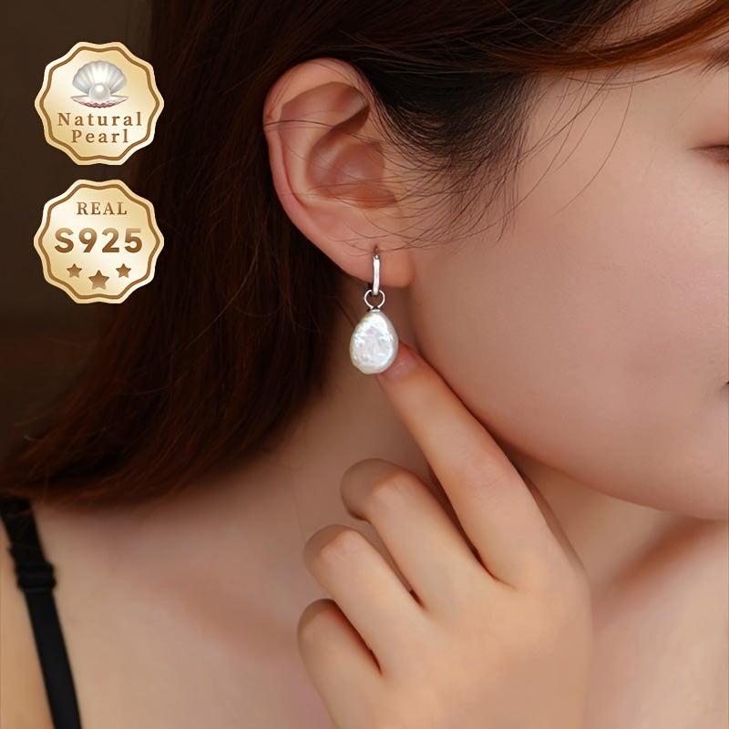 Retro Baroque Pearl Earrings 11mm Silver Plated with Detachable Accessories