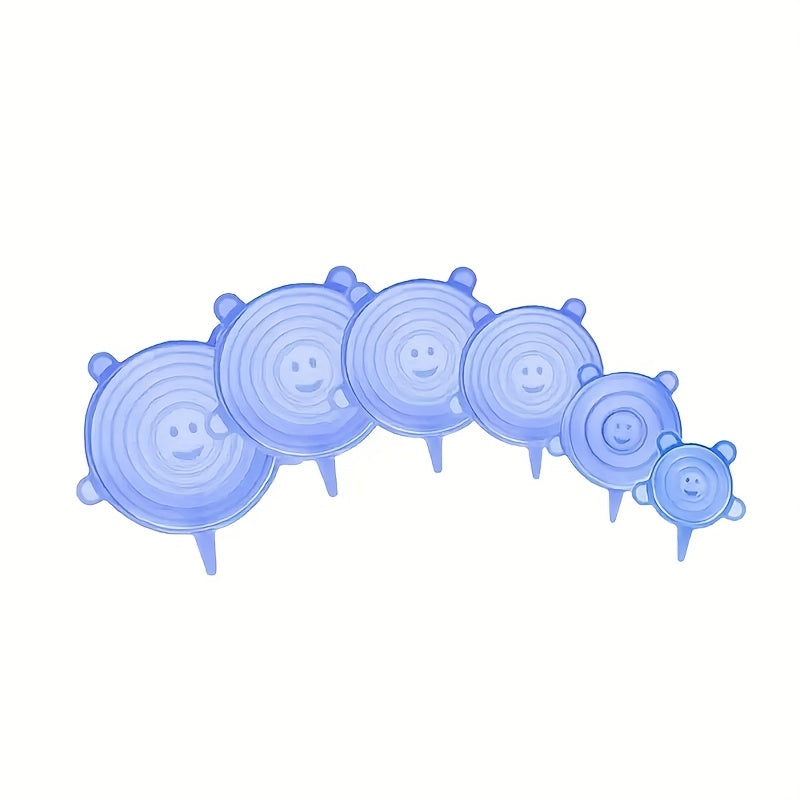 Six Pieces Reusable Silicone Stretch Lids Transparent Heat-Resistant Food Cover Set