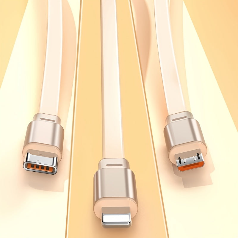 3-in-1 Retractable USB Charging Cable 100W Fast Charging Data Sync for iPhone Samsung Huawei