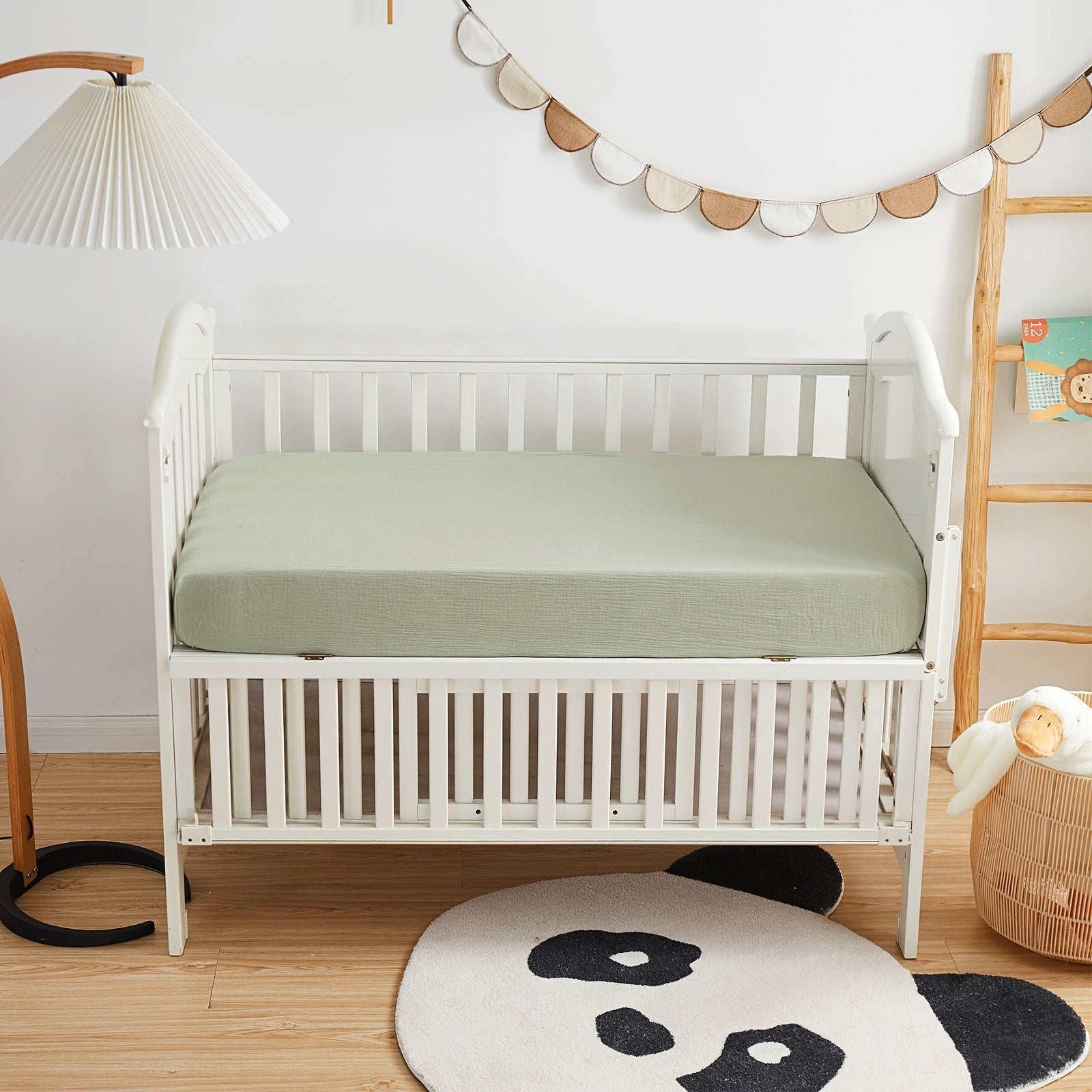 Soft Green Cotton Fitted Crib Sheet for Standard Toddler Mattress 28x52