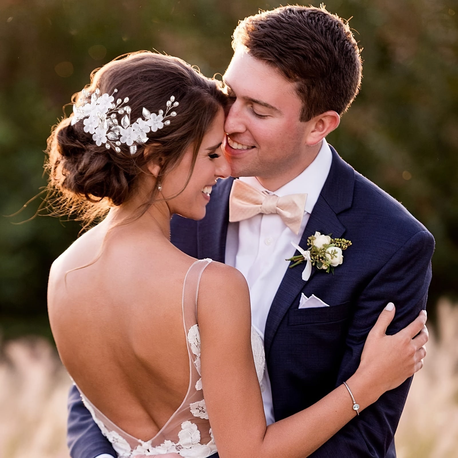 Ayollar uchun 5 ta U-shaklidagi sochbog'lar to'plami, gul va marjonli detallari bilan