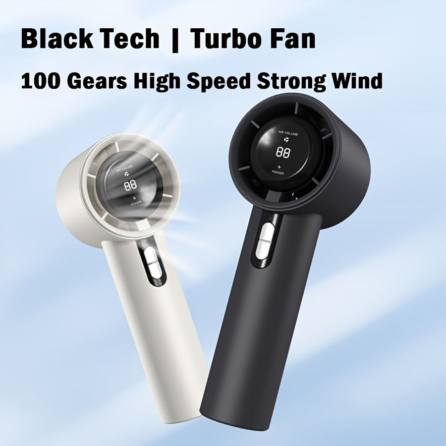Rechargeable Handheld Fan with LED Display and Fast Cooling Cyclone Fan