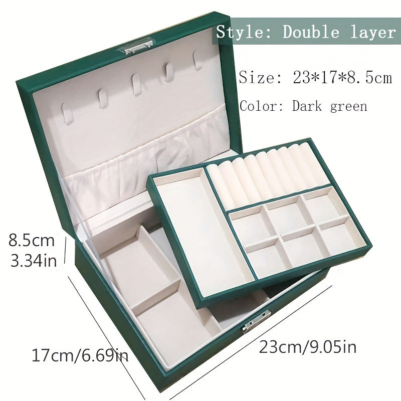 Large Capacity 2-Layer Jewelry Organizer with Lock for Earrings Necklaces Bracelets