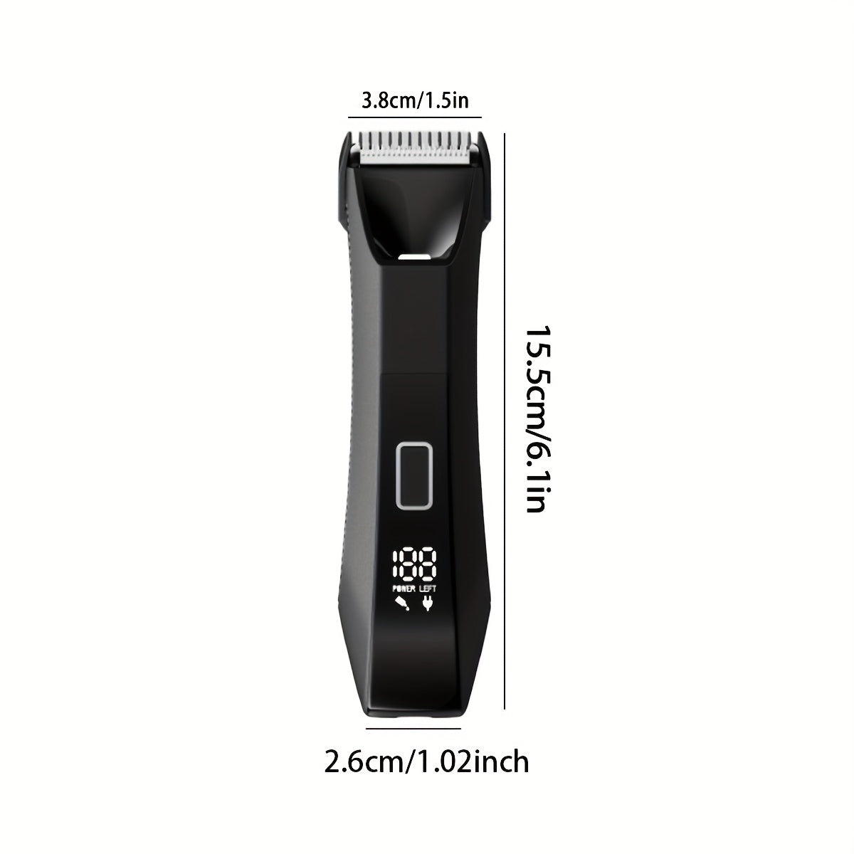 Dual-head body hair trimmer groin shaver stainless steel blades LED display USB rechargeable lightweight travel lock 60+ min runtime