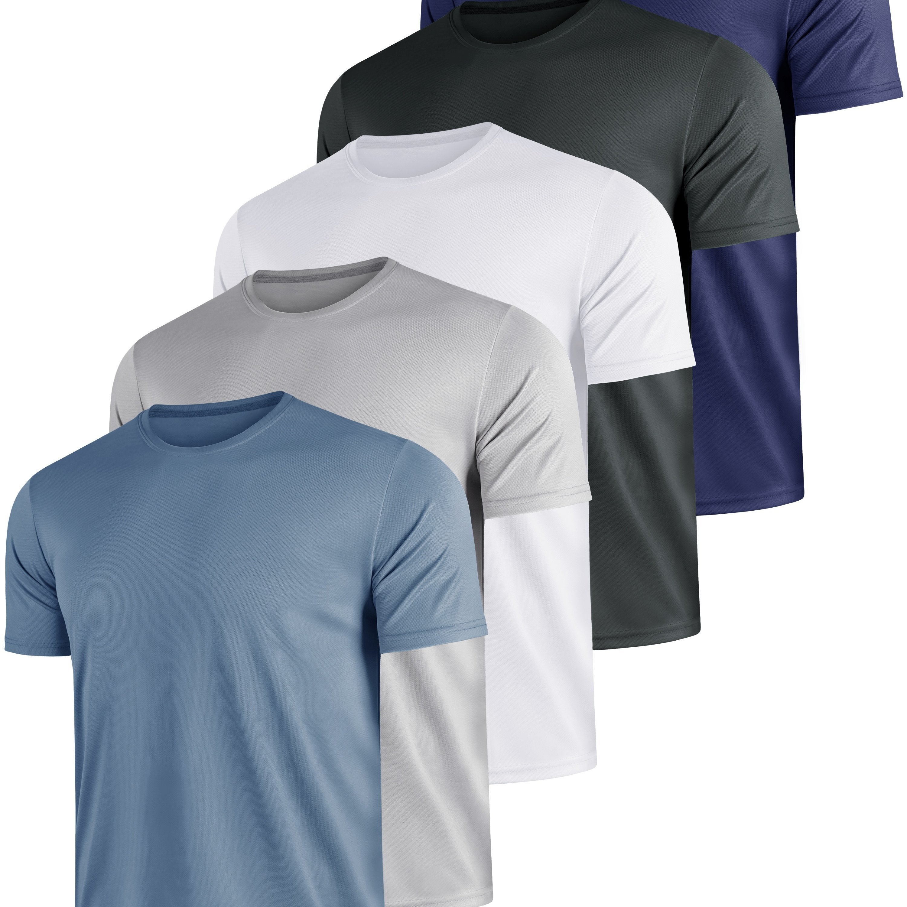 Plus Size Men's 5-Pack Sports Casual Quick Dry Breathable Running T-Shirts