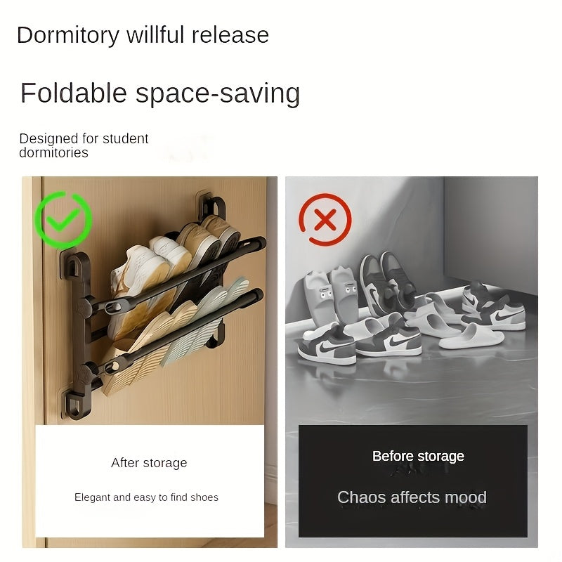 Wall-Mounted Shoe Organizer for Home and Bathroom, Space Saving, Easy Install