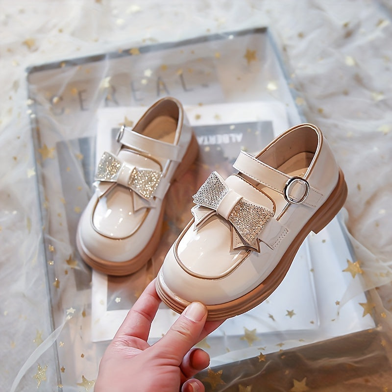 Girls Mary Jane Shoes with Bowknot Non-Slip Soles for Spring and Autumn