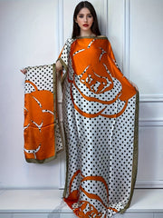 Women's Floral Print Abaya Polyester Loose Fit Maxi Dress for Spring Summer