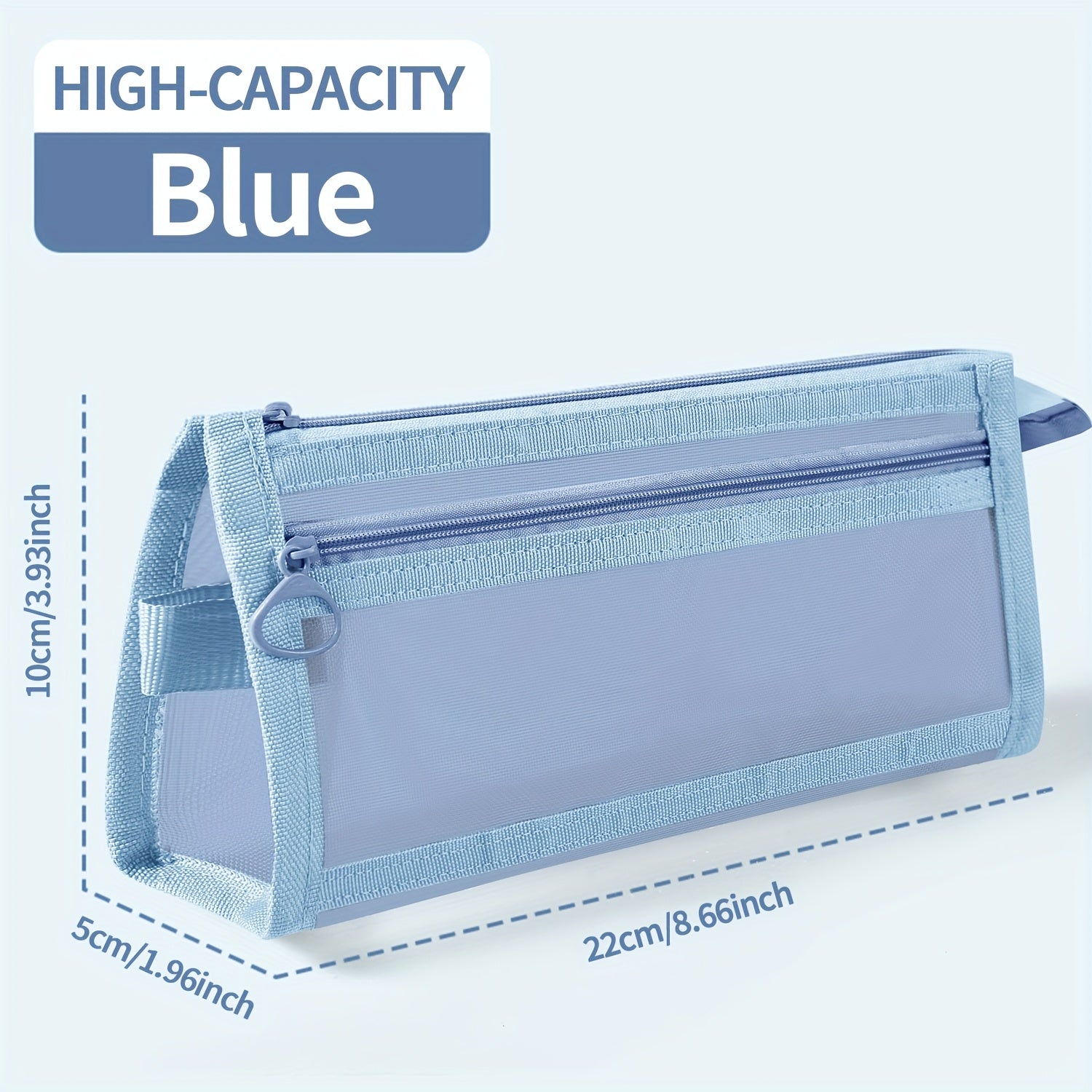 Large Capacity Mesh Pencil Case with Multifunctional Zipper for School Supplies and Cosmetics