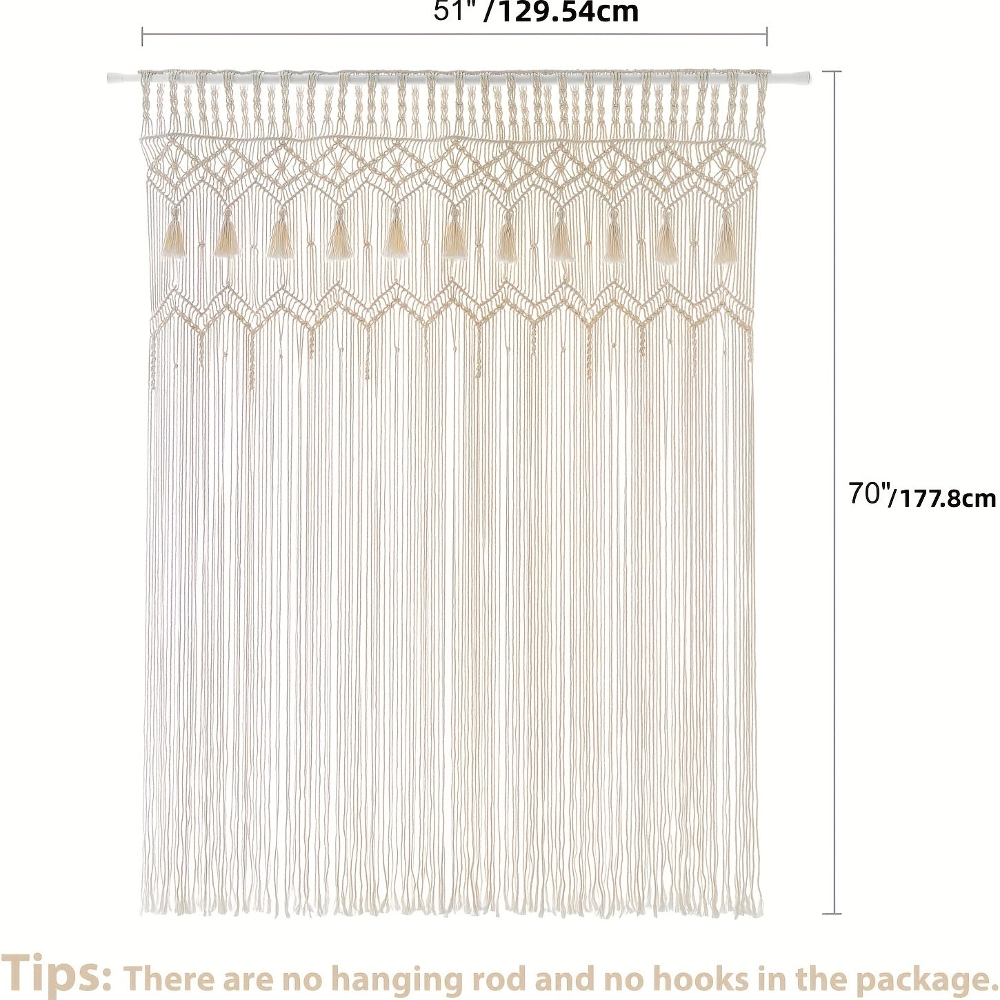Bohemian Macrame Wall Hanging for Windows Woven Curtain Decor