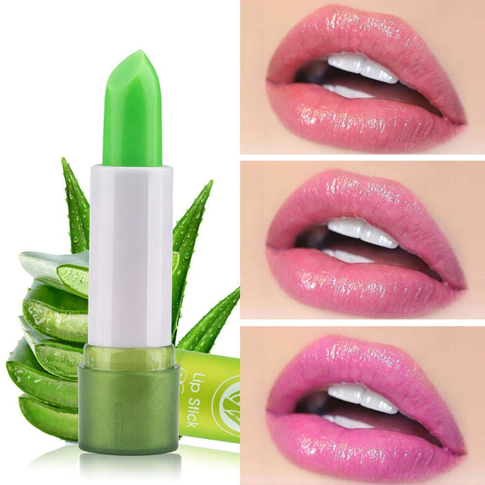 Bálsamo labial hidratante de aloe vera para mujer, brillo de cambio de color