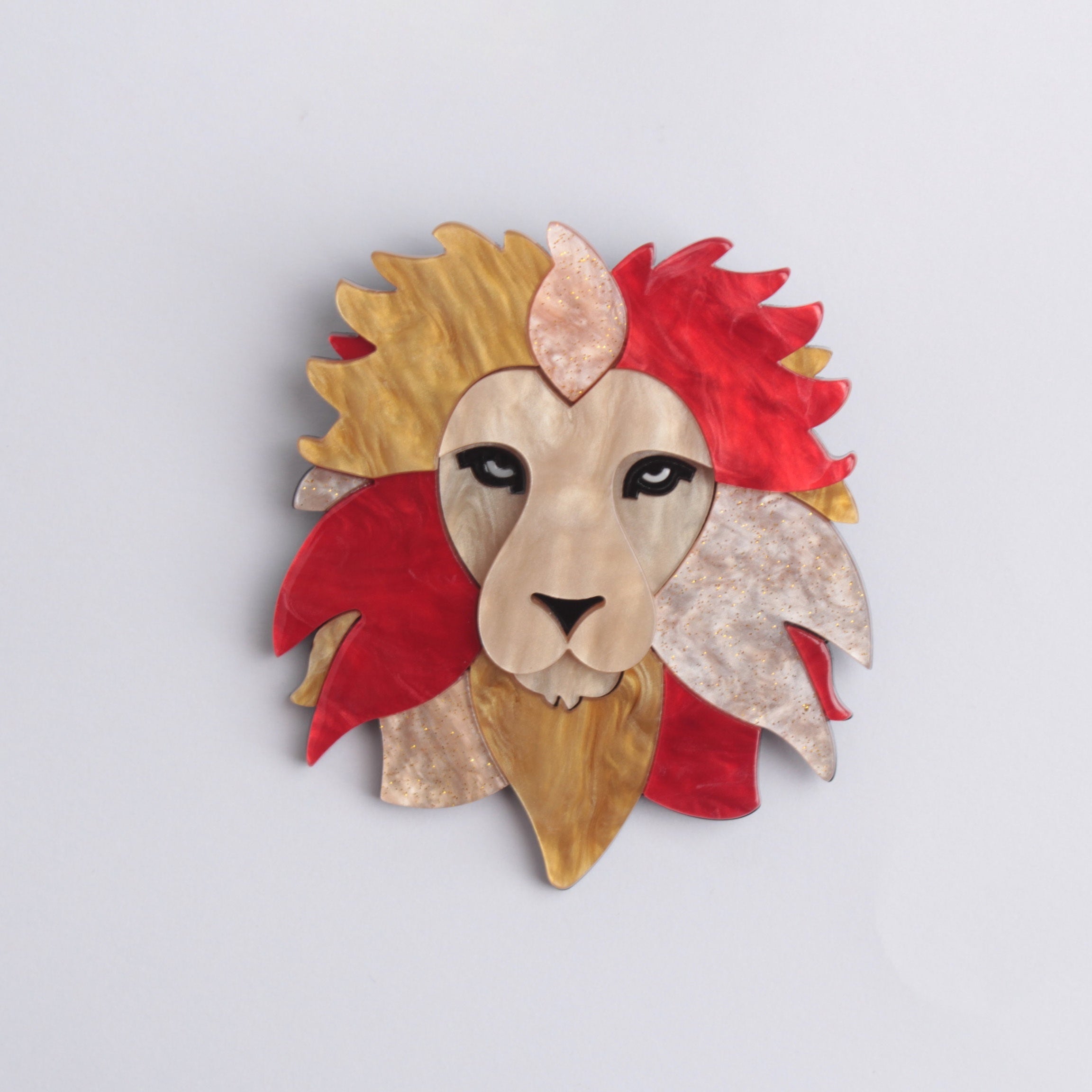 Elegant Lion Shaped Acrylic Brooch for Women's Clothing Accessories